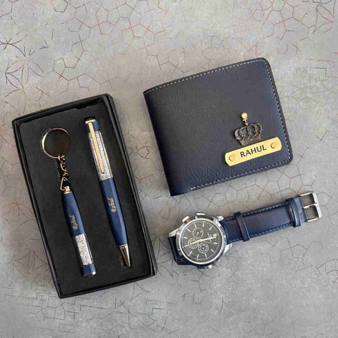 Personalised Men's Wallet With Charm Gift Combo